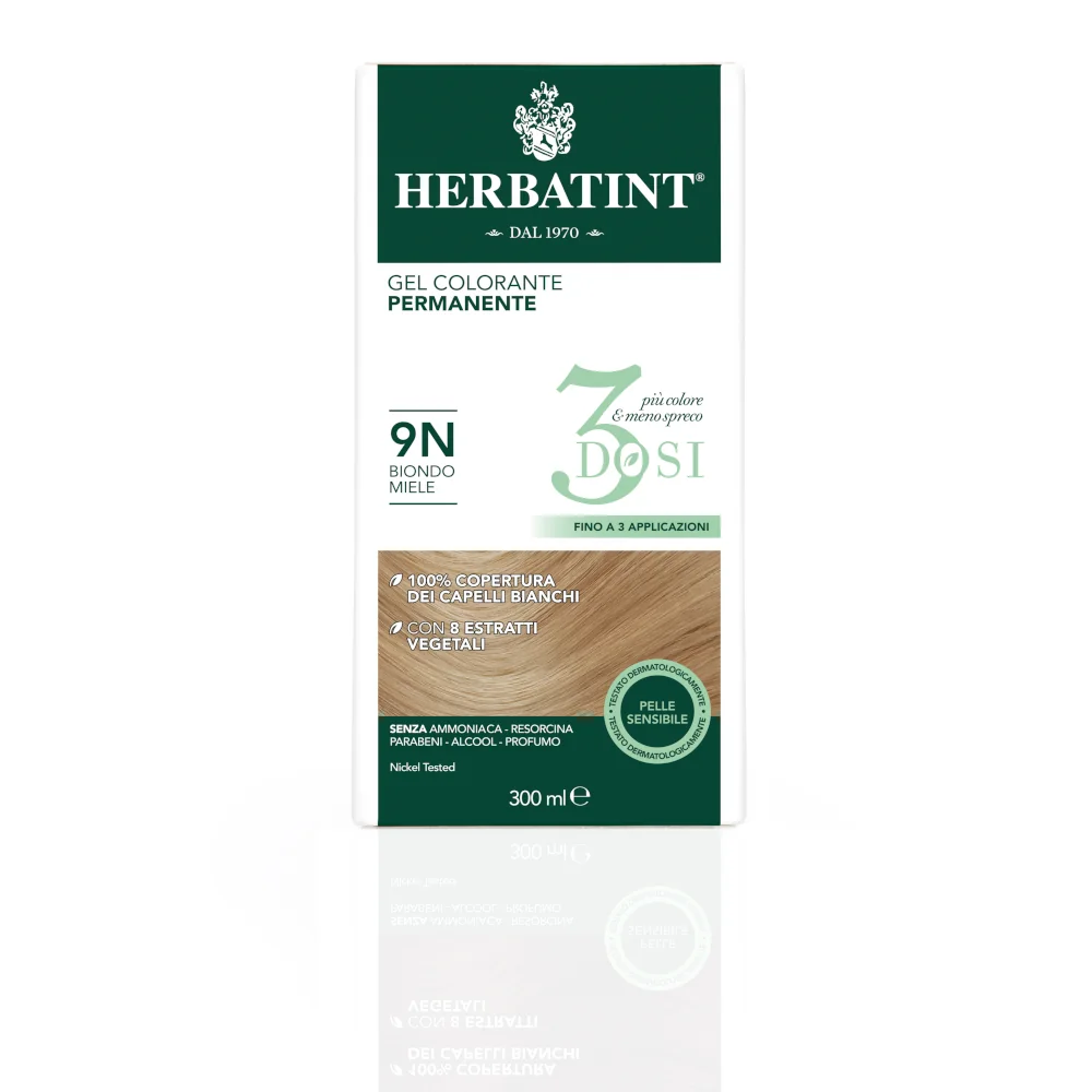 Herbatint Tintura Capelli Gel Permanente 3Dosi 9N Biondo Miele 300 ml