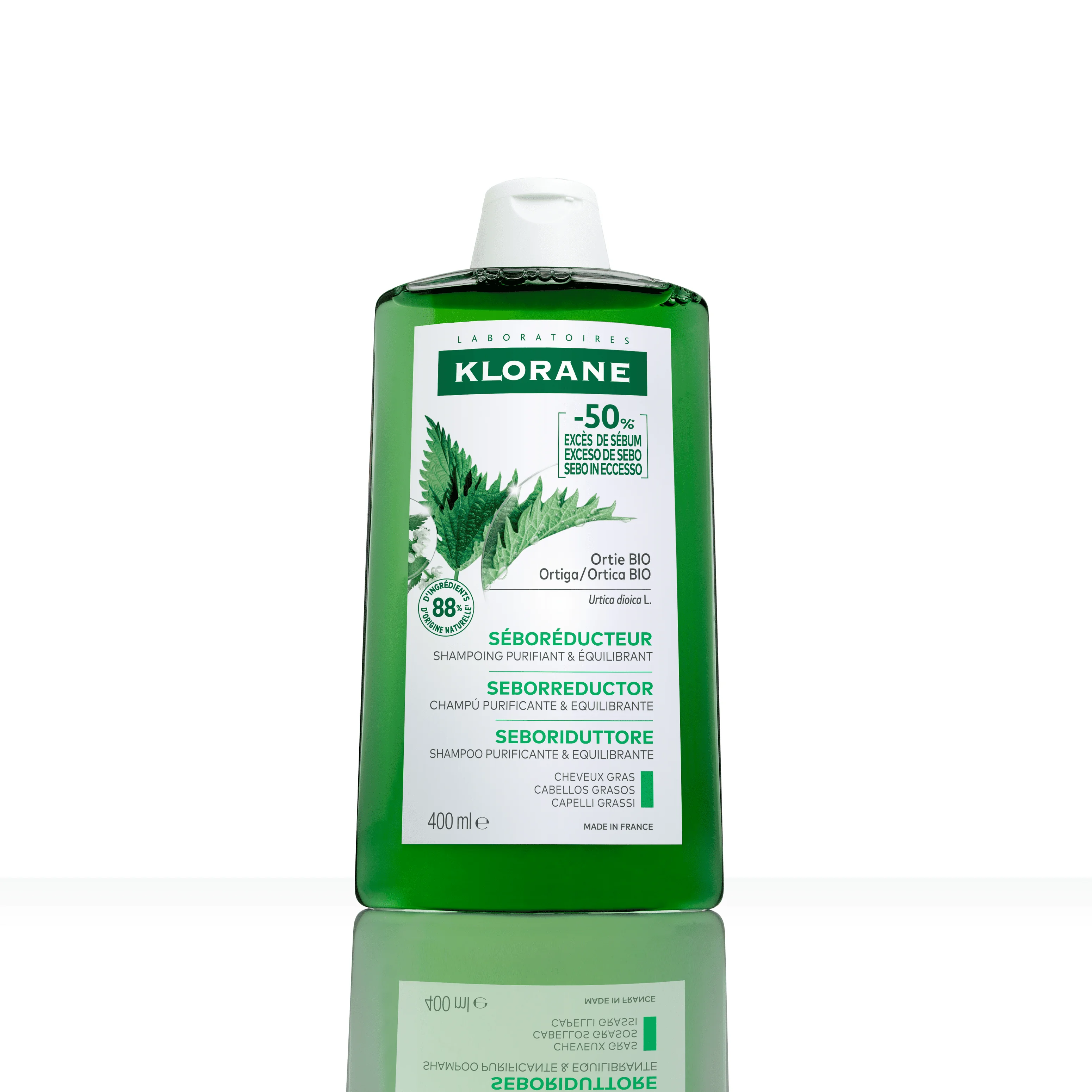 Klorane Shampoo Seboriduttore all'Ortica Purificante ed Equilibrante 400 ml Capelli Grassi