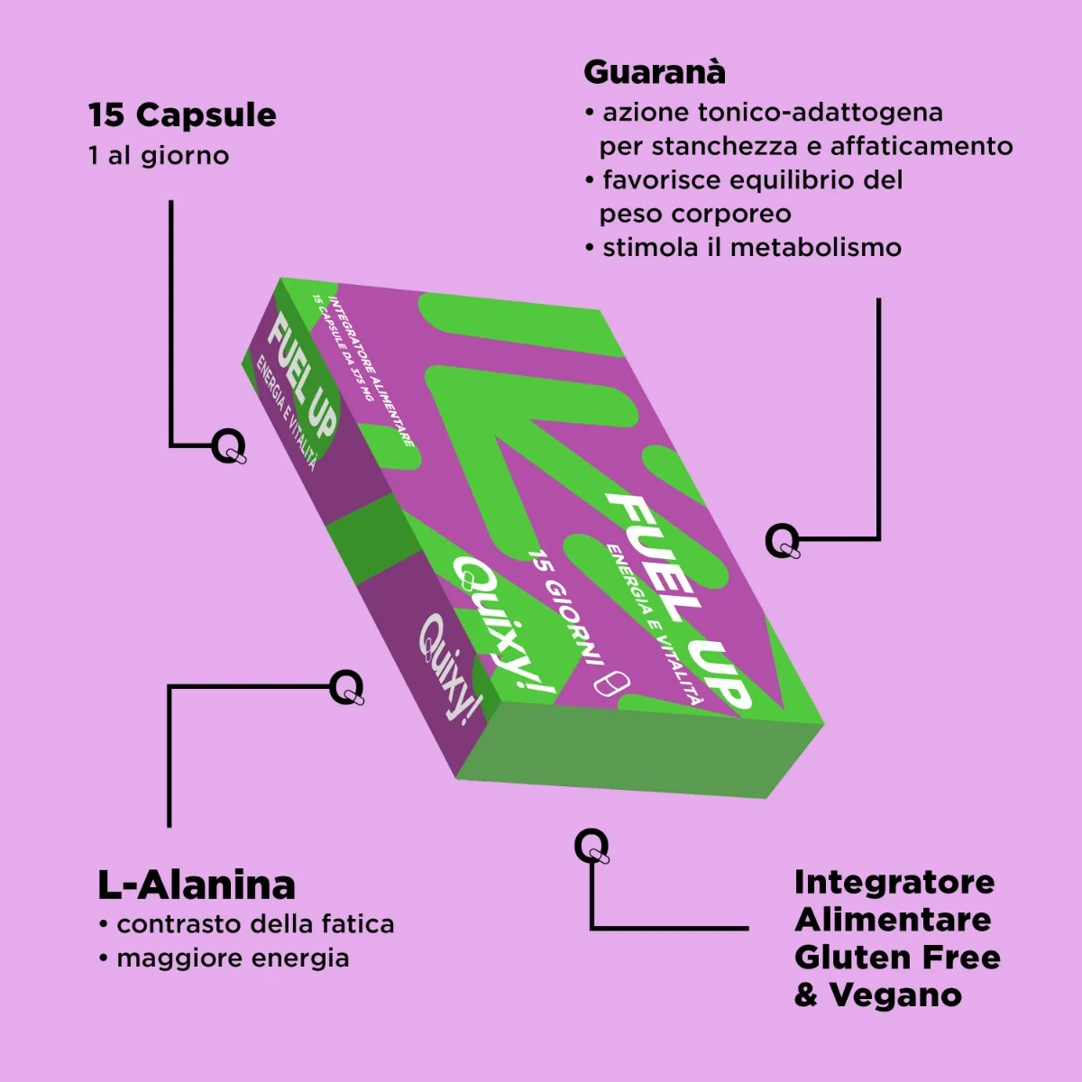 Quixy Fuel Up-Energia E Vitalita' 15 Capsule Vitalità ed Energia