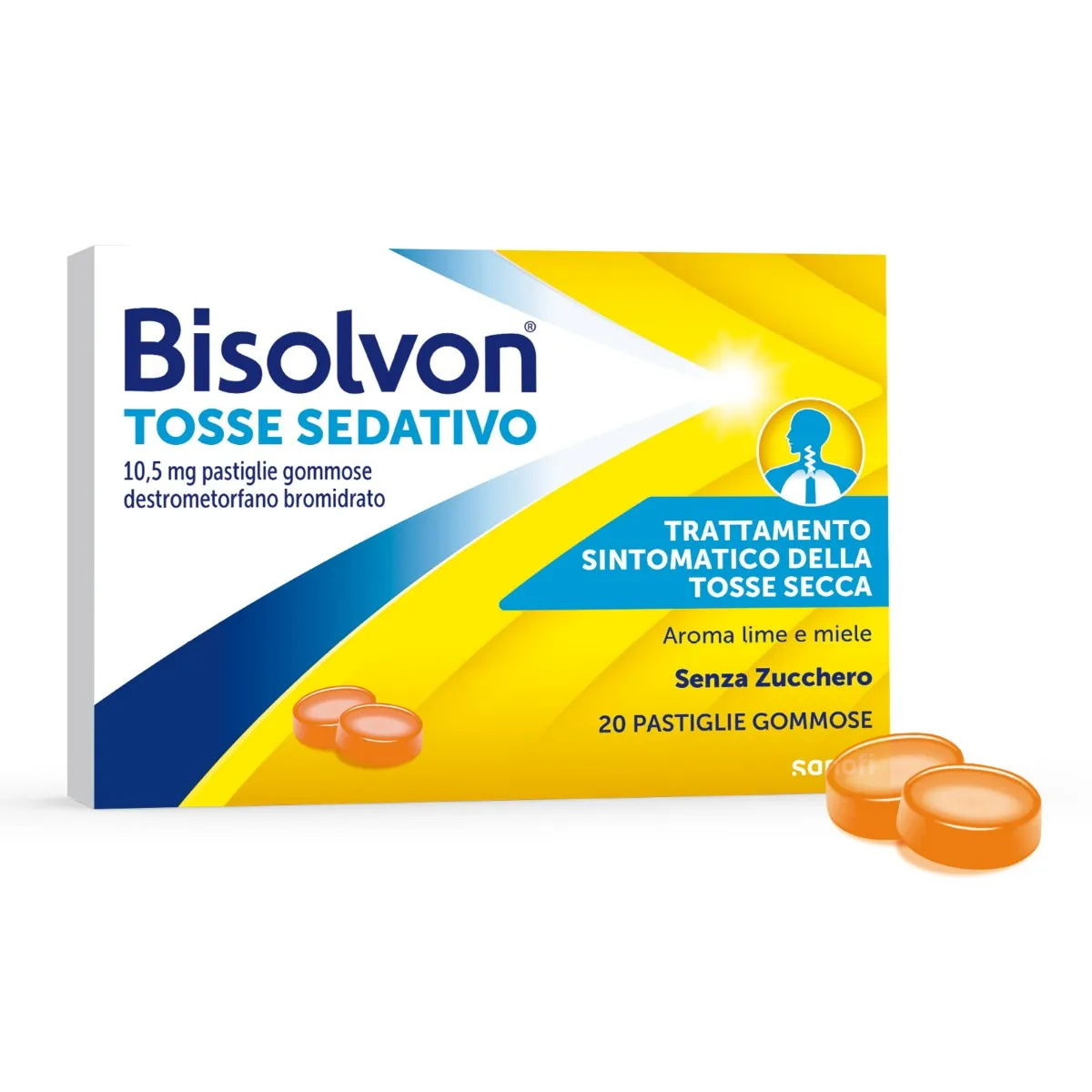 Bisolvon Tosse Sedativo 10,5 mg 20 Pastiglie Gommose Calma la Tosse