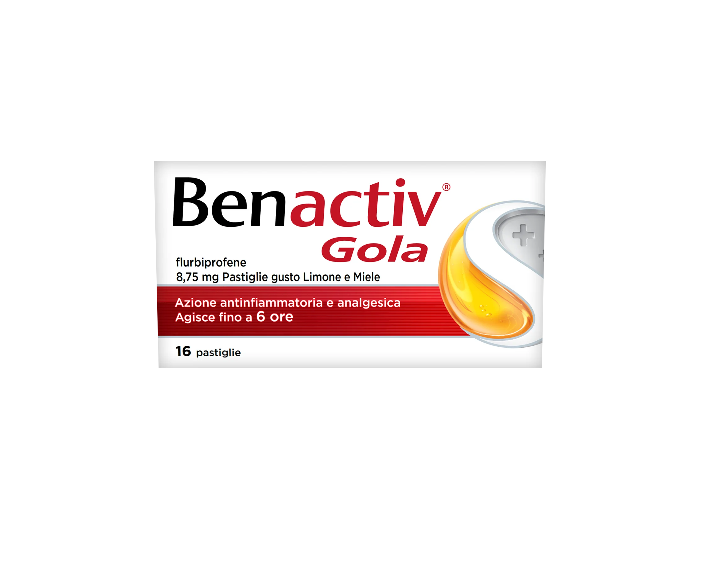 Benactiv Gola Pastiglie Limone e Miele Flurbiprofene 16 Pastiglie Flurbiprofene per Mal di gola