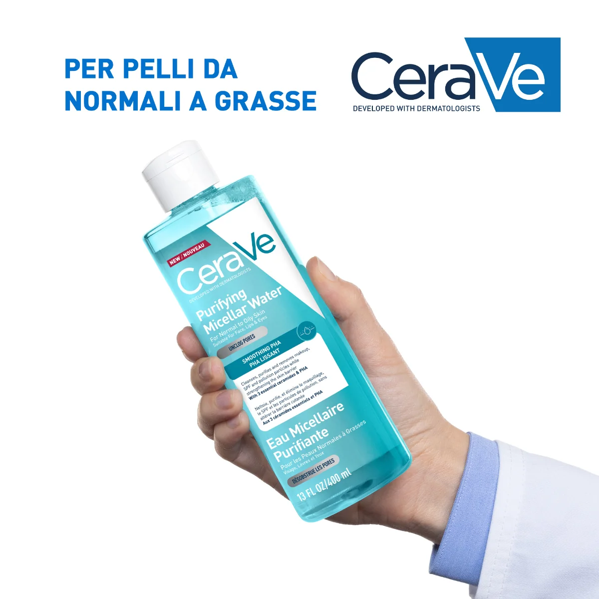 Cerave Acqua Micellare Purificante 400 ml Trattamento Detergente Viso