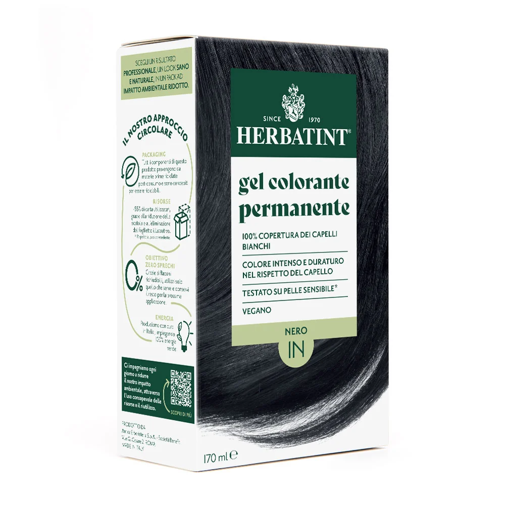 Herbatint Gel Colorante Permanente 1N Nero 170 Ml Colore Intenso e Duraturo