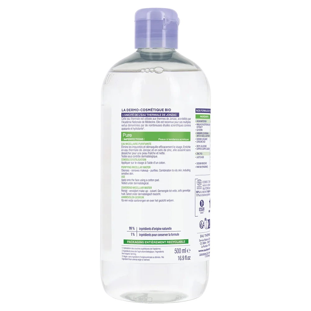 Jonzac Acqua Micellare Purificante Pure 500 Ml Detergente e Struccante