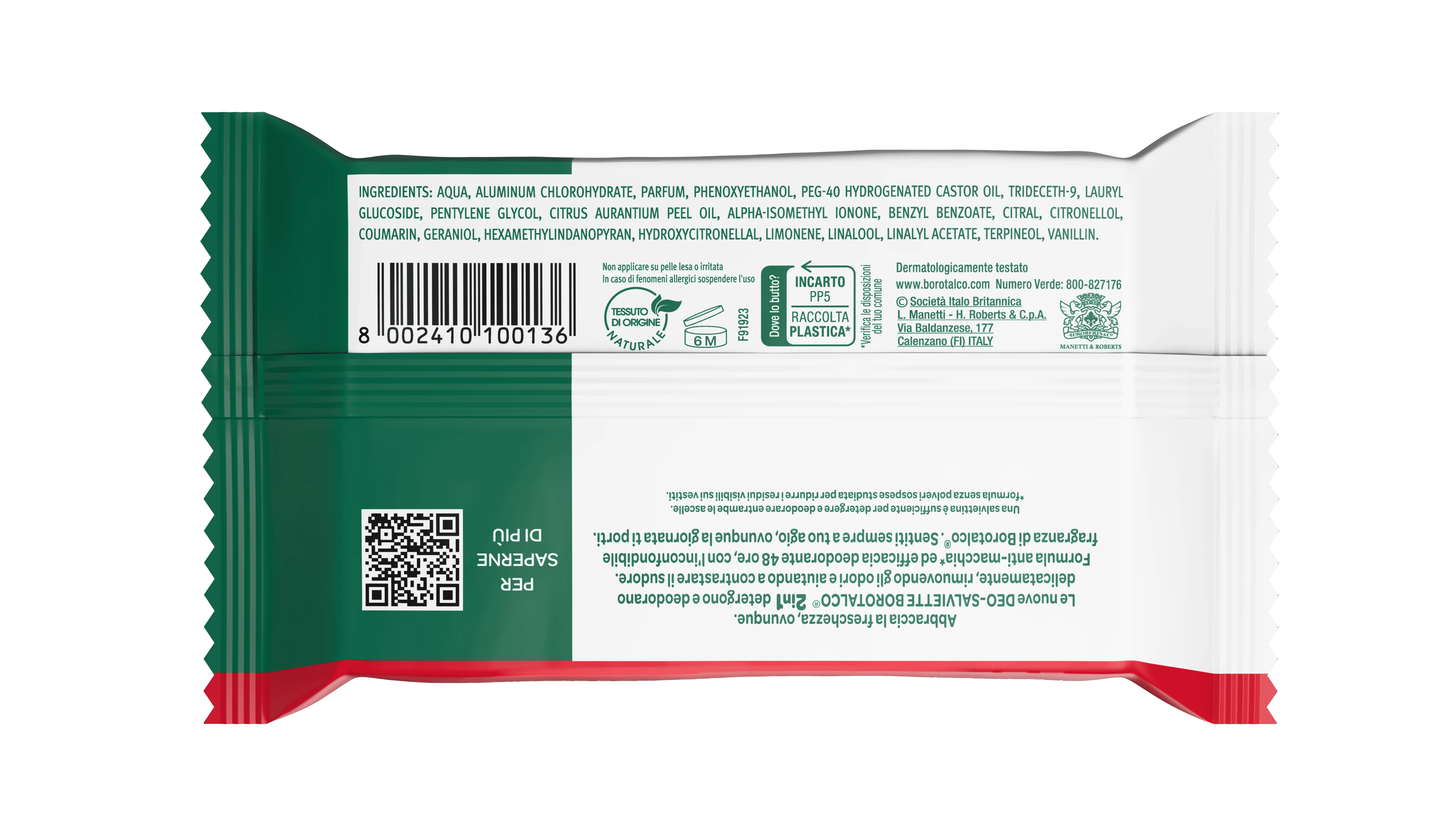 Borotalco Salviette Deodoranti Original 10 Pezzi