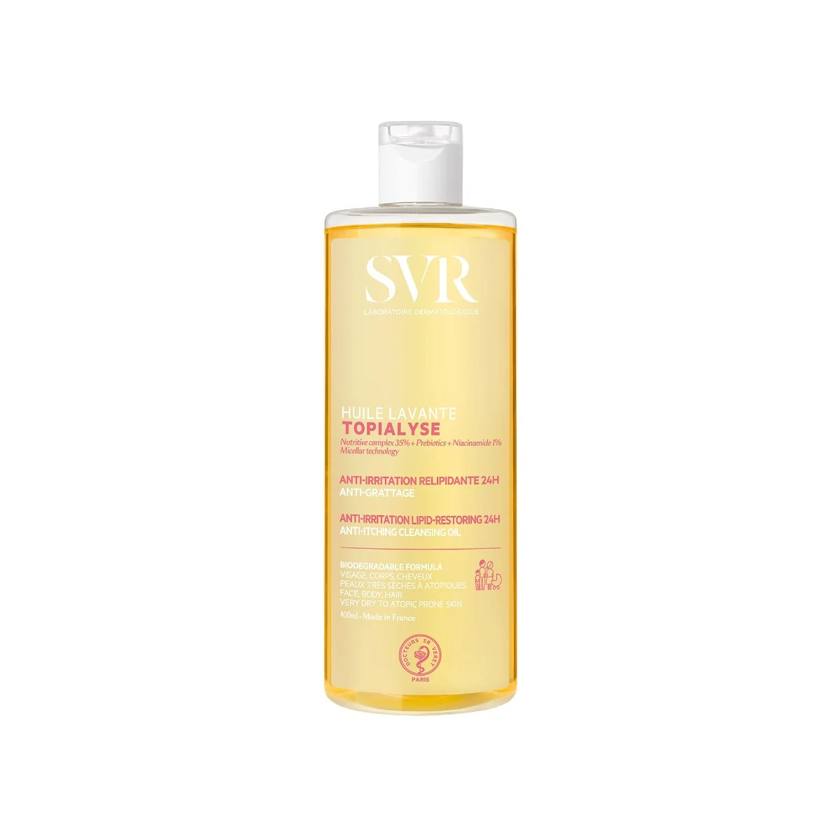 SVR Topialyse Huile Lavant 400 ml Nuova Formula Detergente Anti-Irritazioni Anti-Prurito