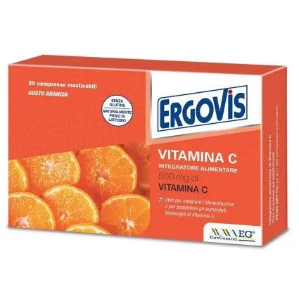 Ergovis Vitamina C Integratore 500 mg di Vitamina C 30 Compresse Masticabili