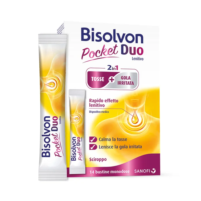 Bisolvon Duo Pocket Lenitivo Contro Tosse e Gola Irritata 14 Bustine