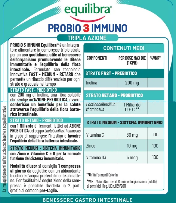 Equilibra Probio 3 Immuno 30 Compresse Fermenti Lattici e Vitamine
