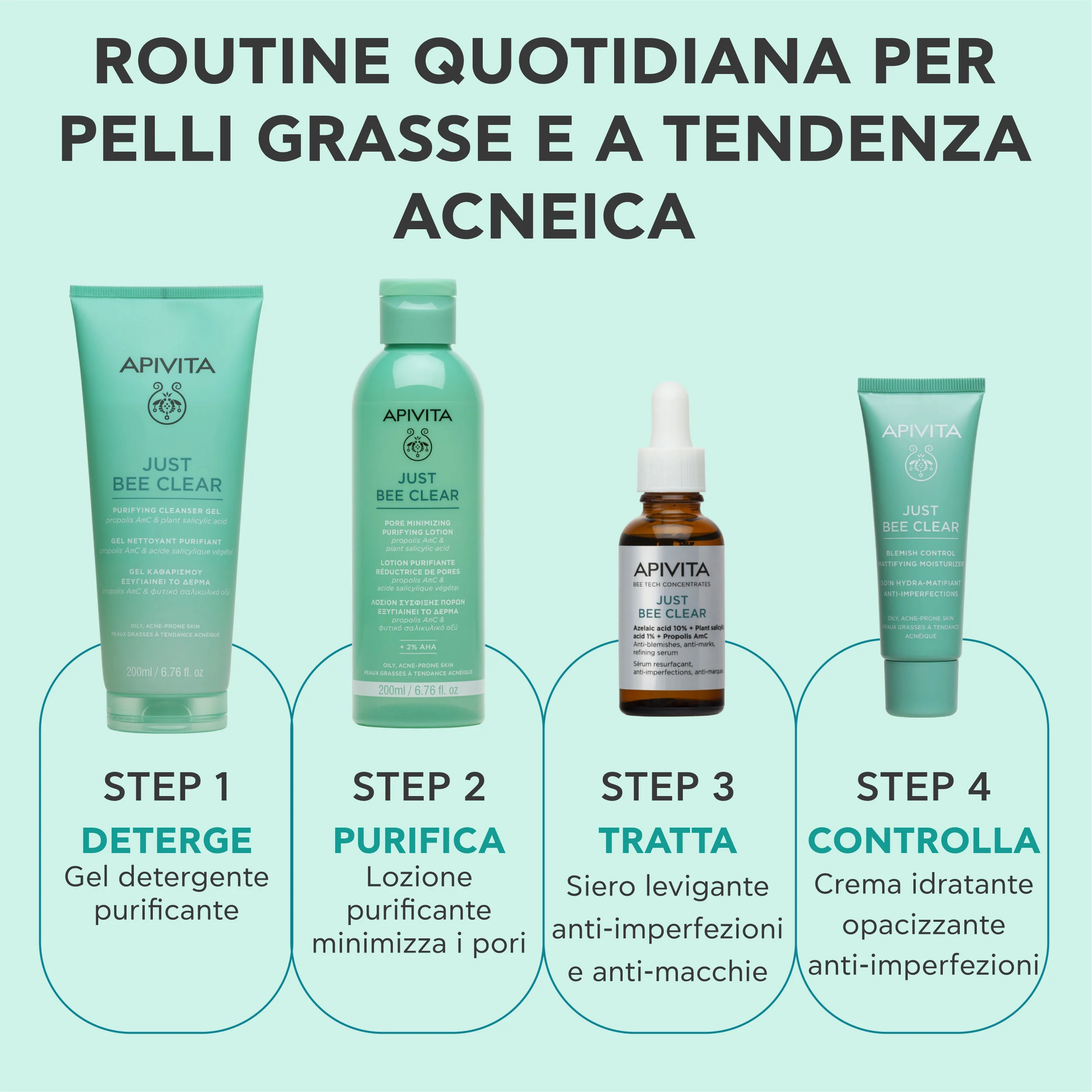 Apivita Just Bee Clear Lotion 200 ml Lozione Purificante