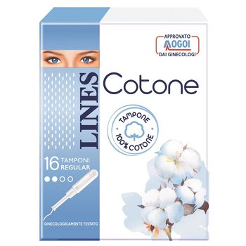 Lines Cotone Tampone Regular 16 Pezzi 100% cotone sulla pelle