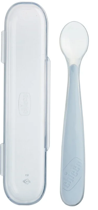 Chicco Cucchiaio Silicone Con Case Grigio 6 Mesi+