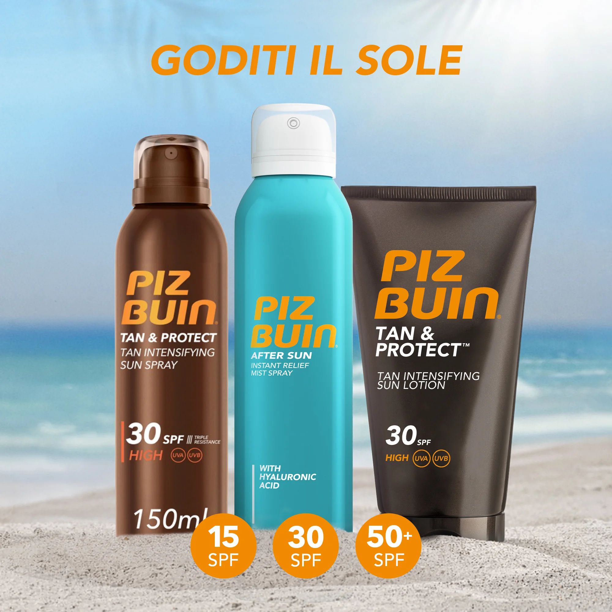 PIZ BUIN Tan & Protect Spray Solare Intensificatore dell'Abbronzatura SPF 15 150 ml Spray Abbronzante