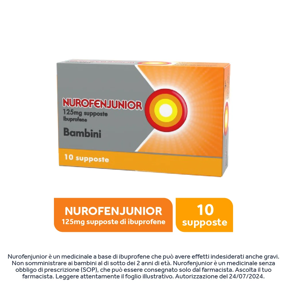Nurofen Junior Bambini 125 mg Ibuprofene 10 Supposte Febbre