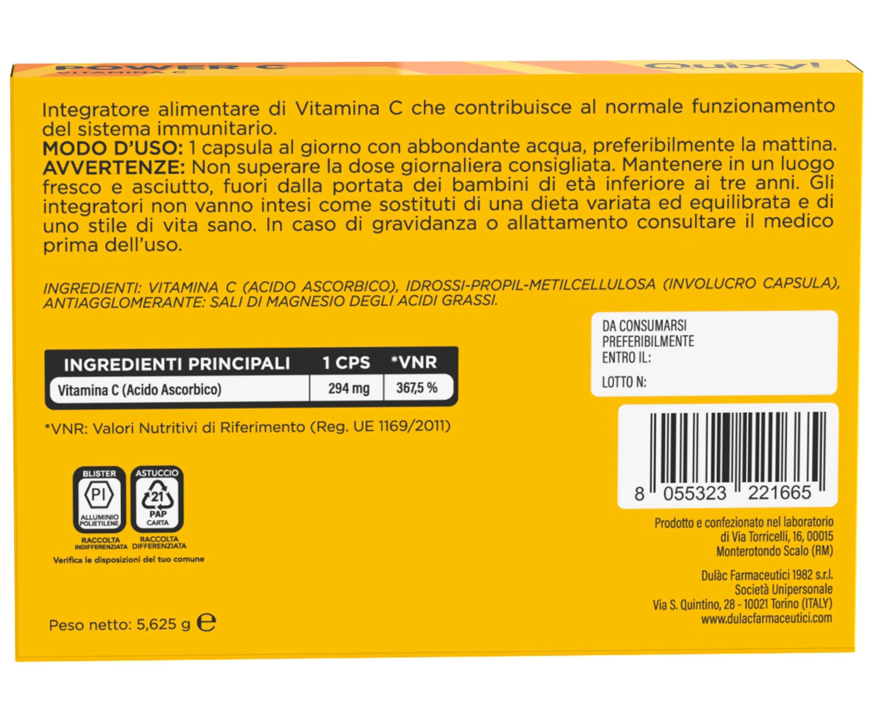 Ec Quixy Power C- Vit C 15Cps Sistema Immunitario