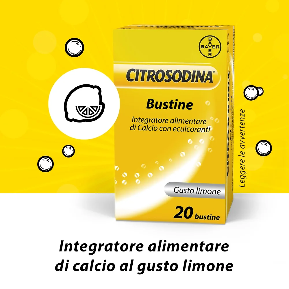 Citrosodina Effervescente con Calcio al Limone 20 Bustine Digestivo