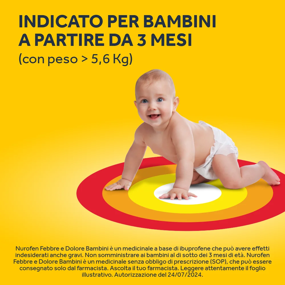 Nurofen Febbre e Dolore Bambini 100 mg/5 ml Ibuprofene Sospensione Orale Arancia 150 ml Antinfiammatorio