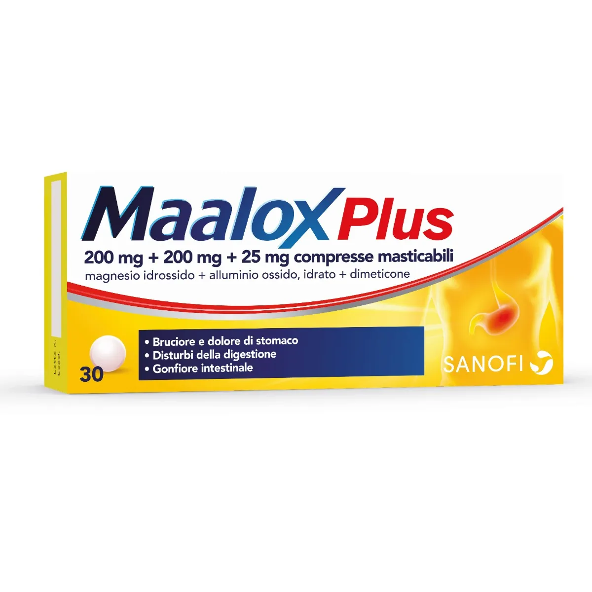 Maalox Plus 30 Compresse Masticabili Antiacido Antigonfiore
