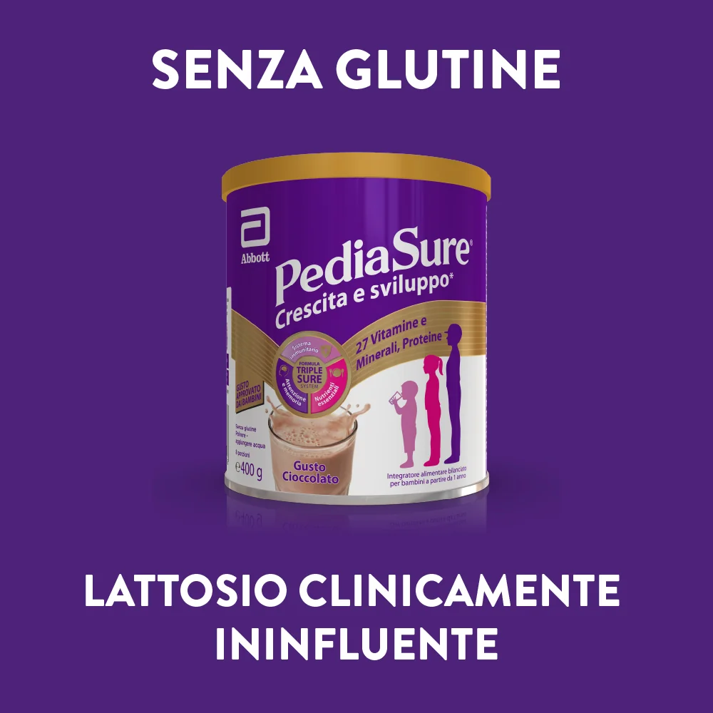Pediasure Crescita E Sviluppo Integratore Multivitaminico Per Bambini Formato 400g Gusto Cioccolato Integratore per la Crescita