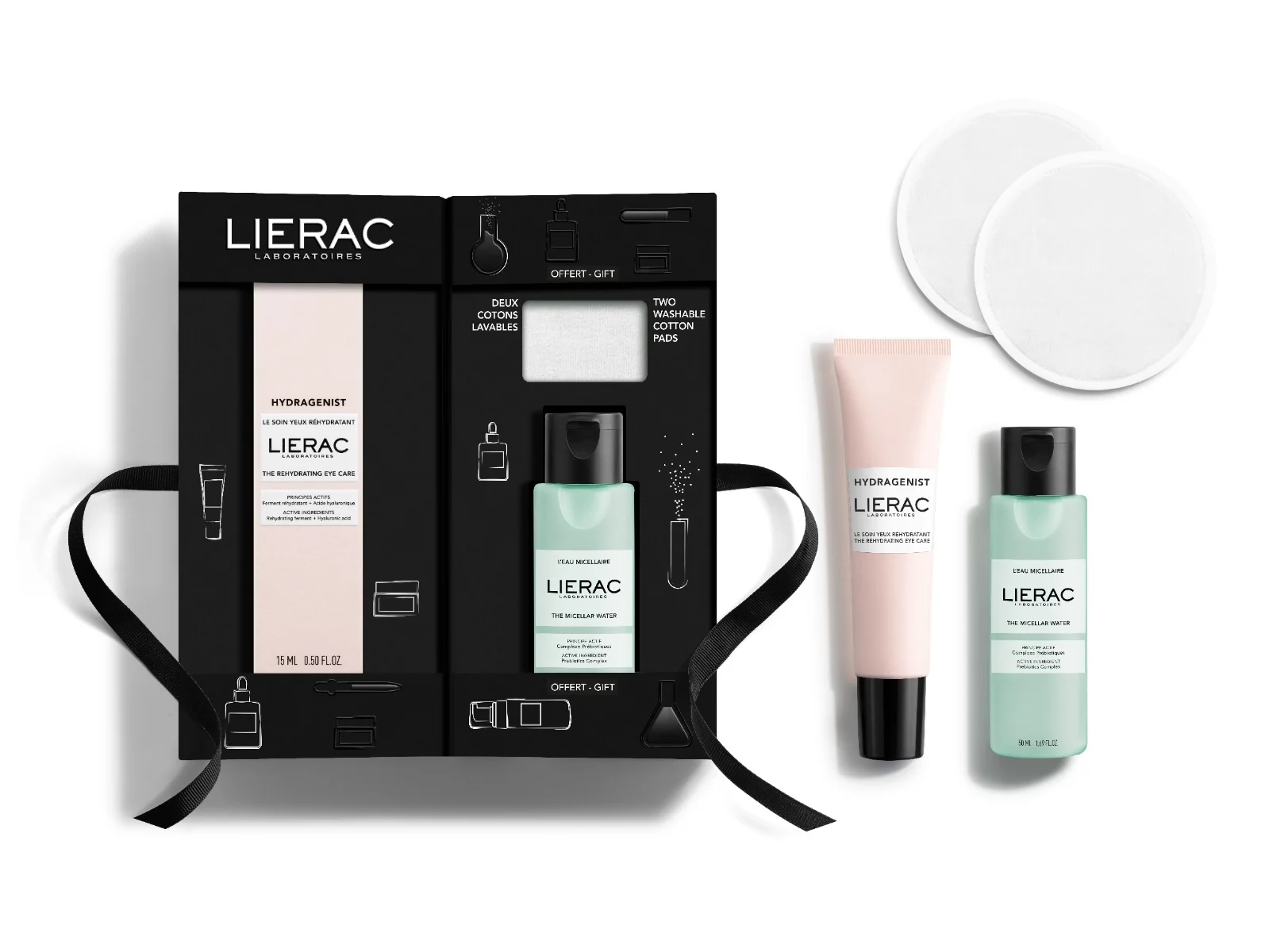 Lierac Cofanetto Hydragenist Occhi + Mini Acqua Micellare + Pads Set detersione e contorno occhi