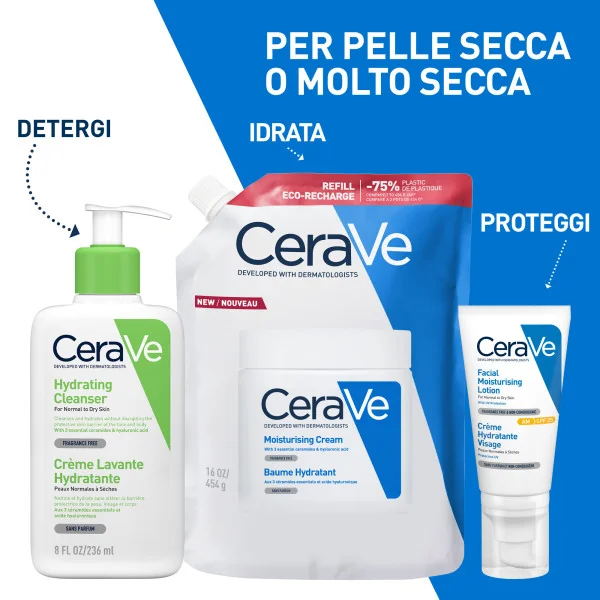 Cerave crema Idratante Refill 473 ml Ricarica per il benessere della Pelle Secca
