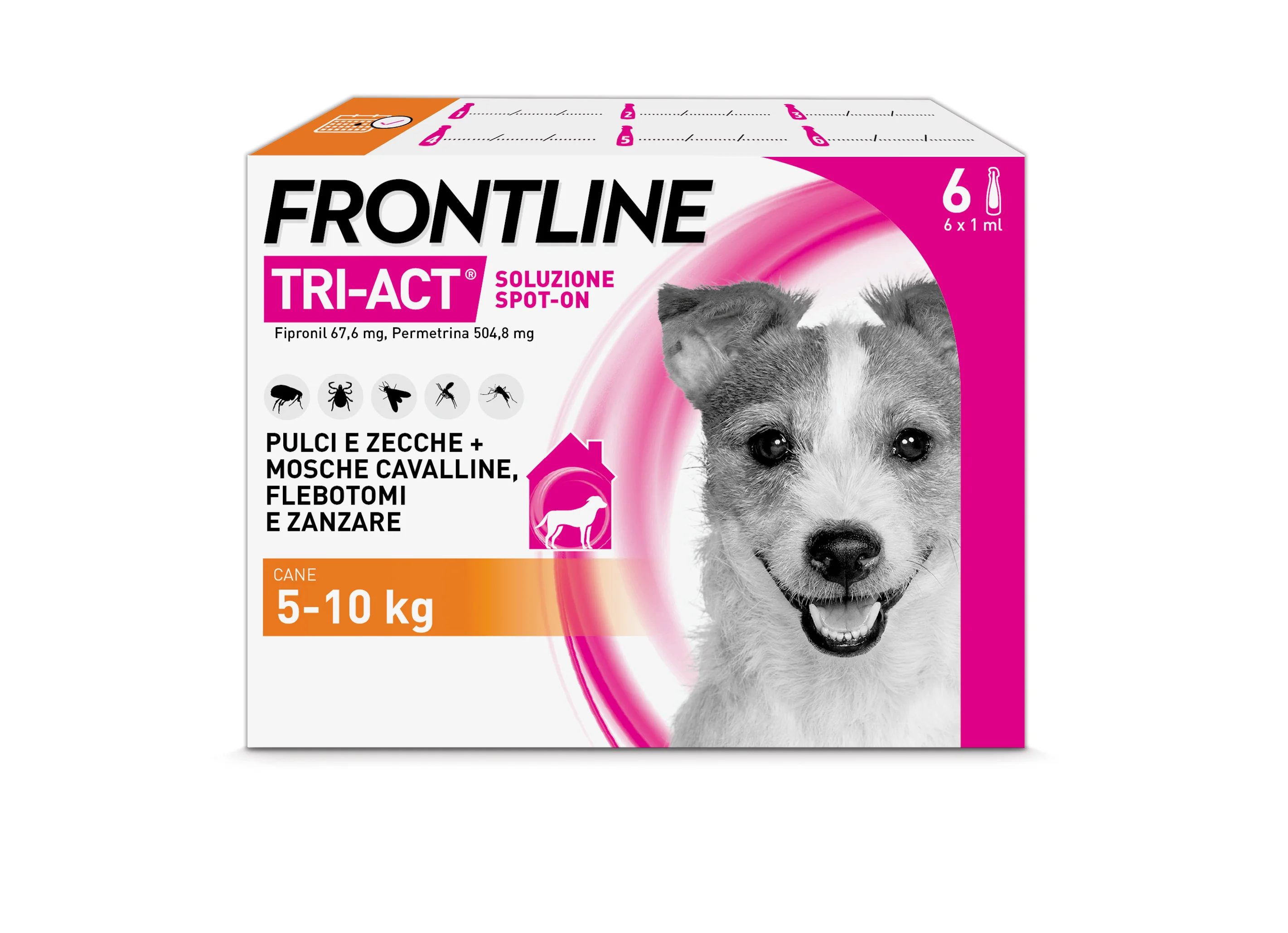 Frontline Tri-Act X6 Antiparassitario Per Cani Contro Parassiti E Insetti Volanti (5-10Kg)
