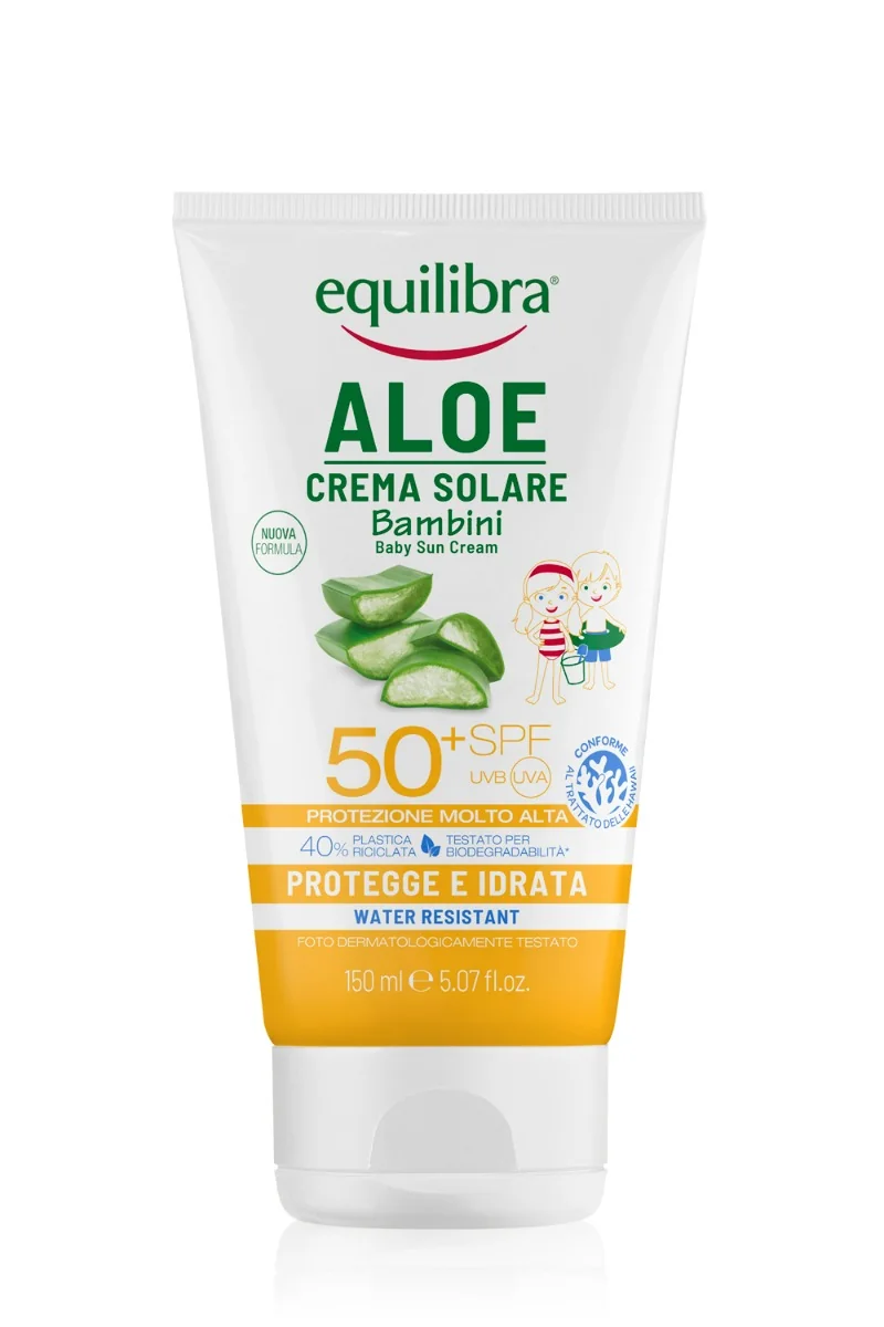 Equilibra Crema Solare Bambini Spf 50+ 150 ml Per la Pelle Delicata dei Bambini