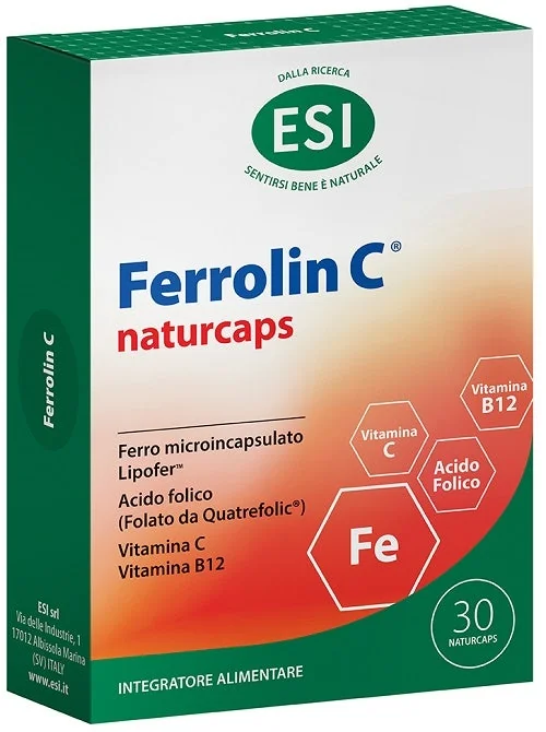 Esi Ferrolin C 30 Naturcaps Integratore Alimentare di Ferro e Vitamina C