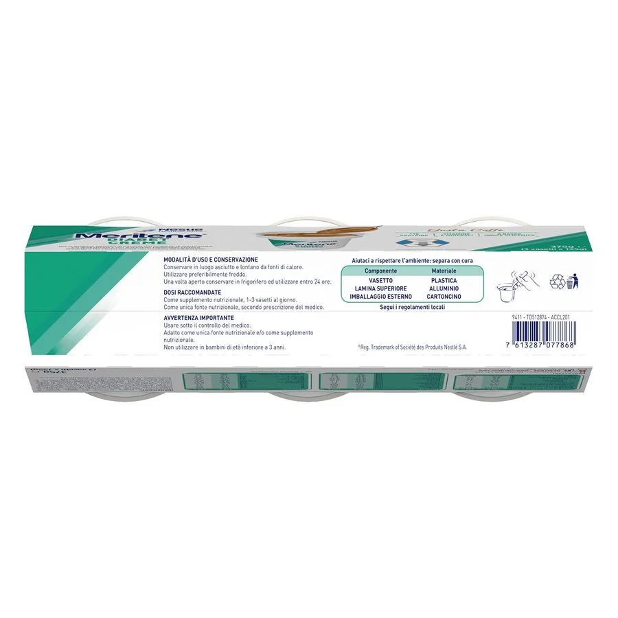 Meritene Diabet Creme Caffè 3x125 g Dessert Ipercalorico e Iperproteico