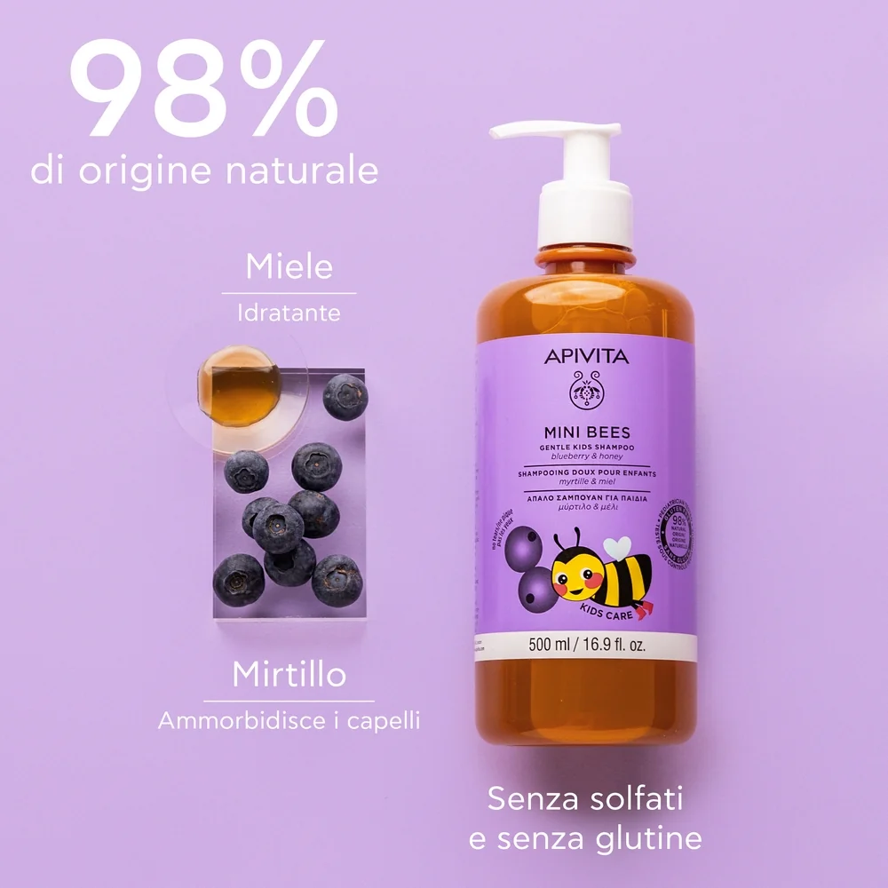 Apivita Kids Shampoo Blub & Honey 500 Ml Shampoo Delicato Bimbi