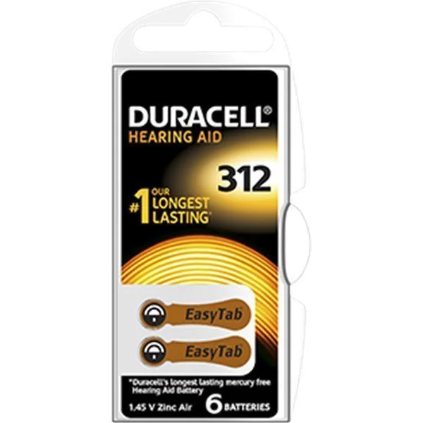 Duracell EasyTab 312 Marrone 6 Batterie Per Apparecchio Acustico
