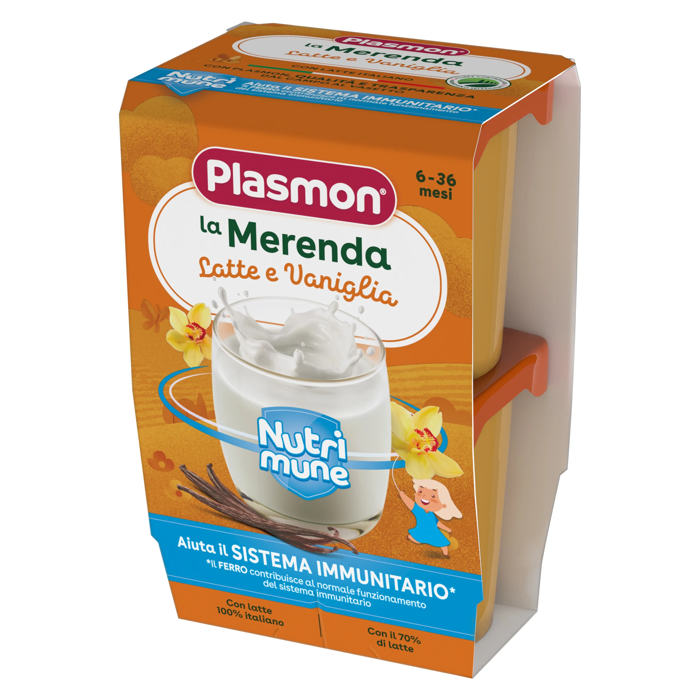 La Merenda Bambini Latte e Vaniglia 2 x 120 g Alimento per l'infanzia