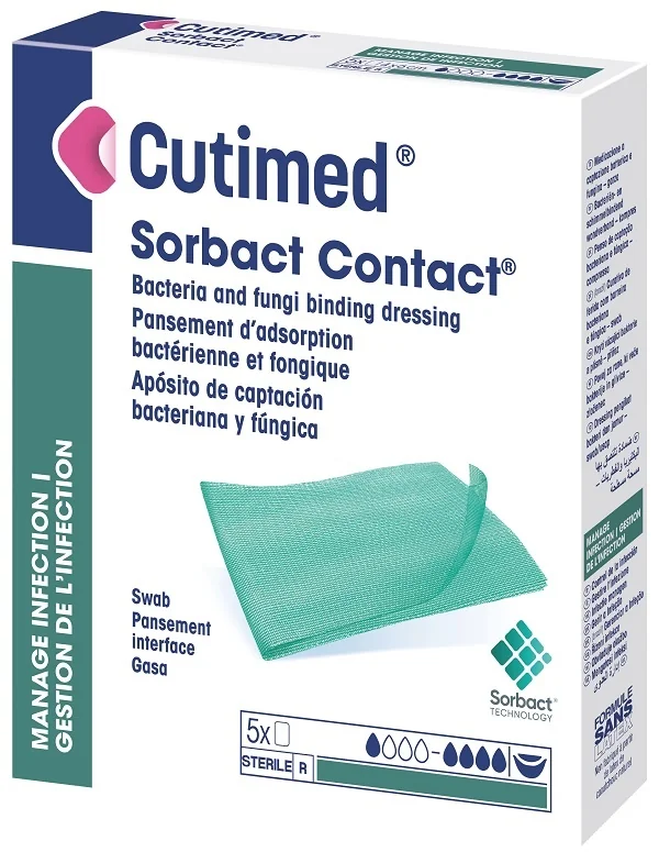 Medicazione Idrofobica Cutimed Sorbact Contact 7X9 Cm 5 Pezzi