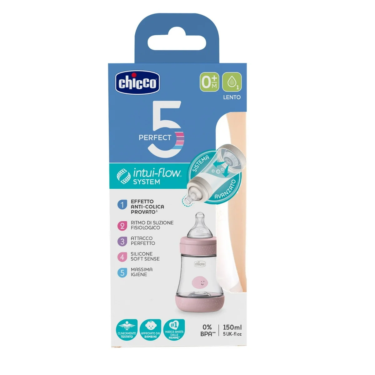 Chicco Biberon Perfect5 Rosa 150Ml Sil 1Foro