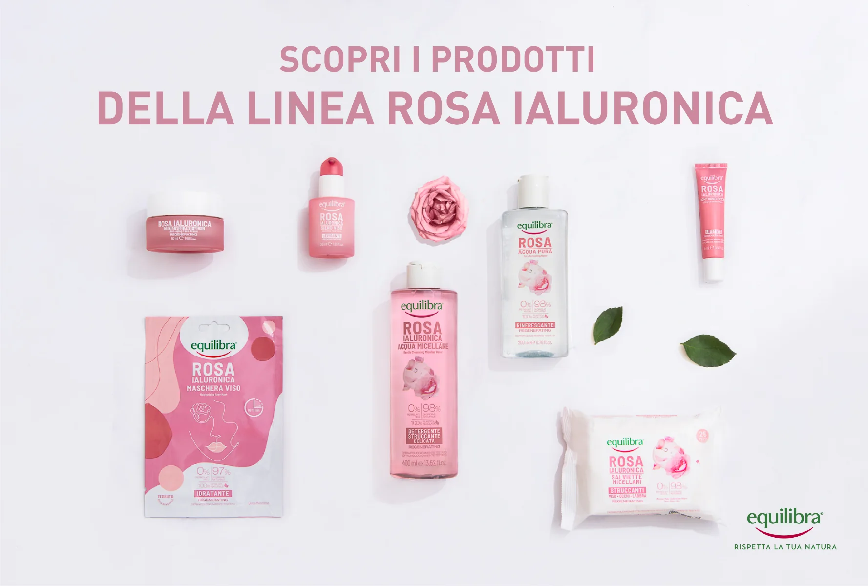 Equilibra Rosa Ialuronica Siero Viso Levigante 30 Ml Azione Tonificante e Antiossidante