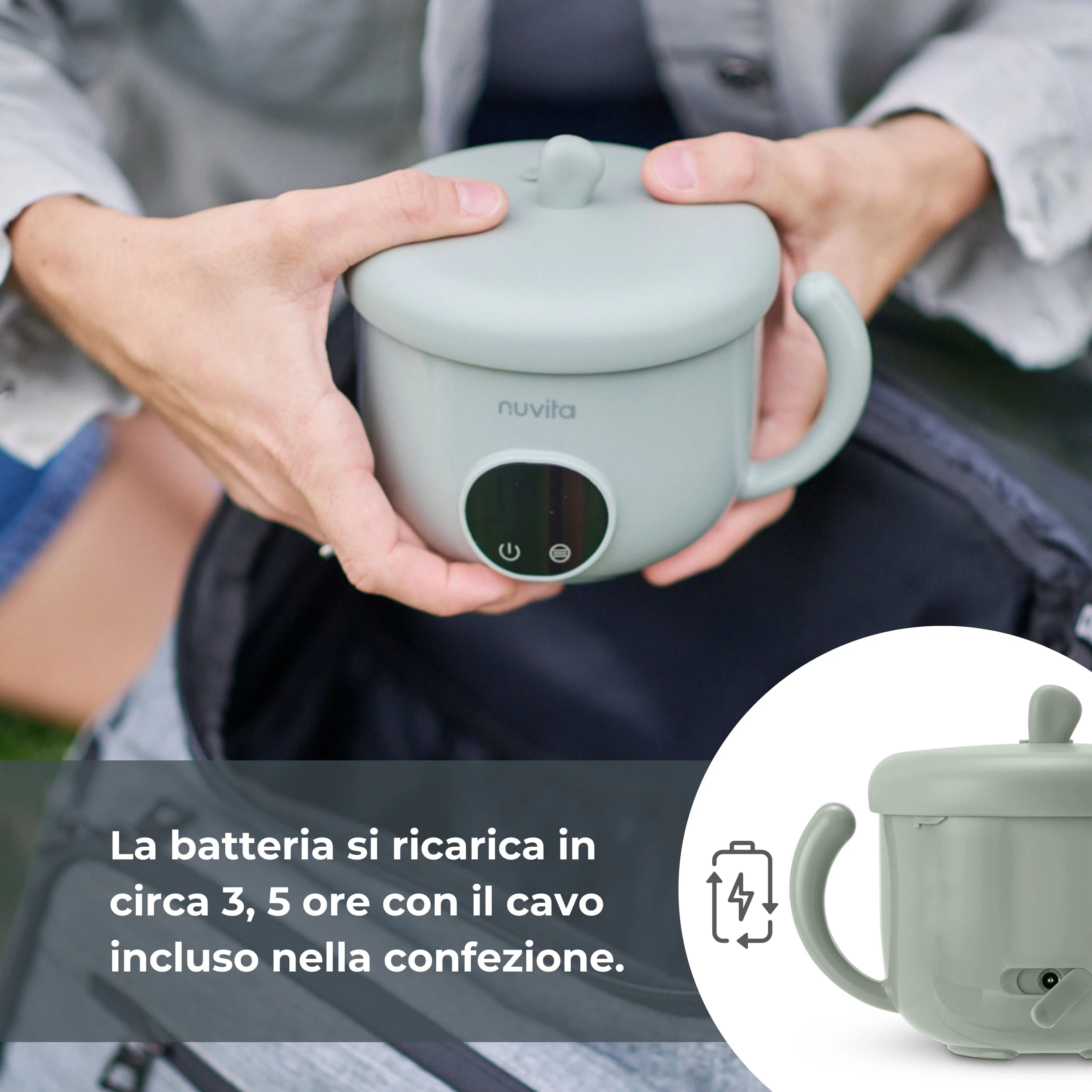 Nuvita Sage Green Pappa'N'Go Scaldavivande E Pastorizzatore