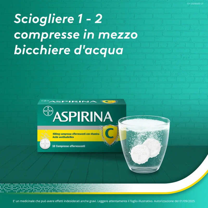 Aspirina C 10 Compresse Effervescenti Raffreddore Febbre e Influenza