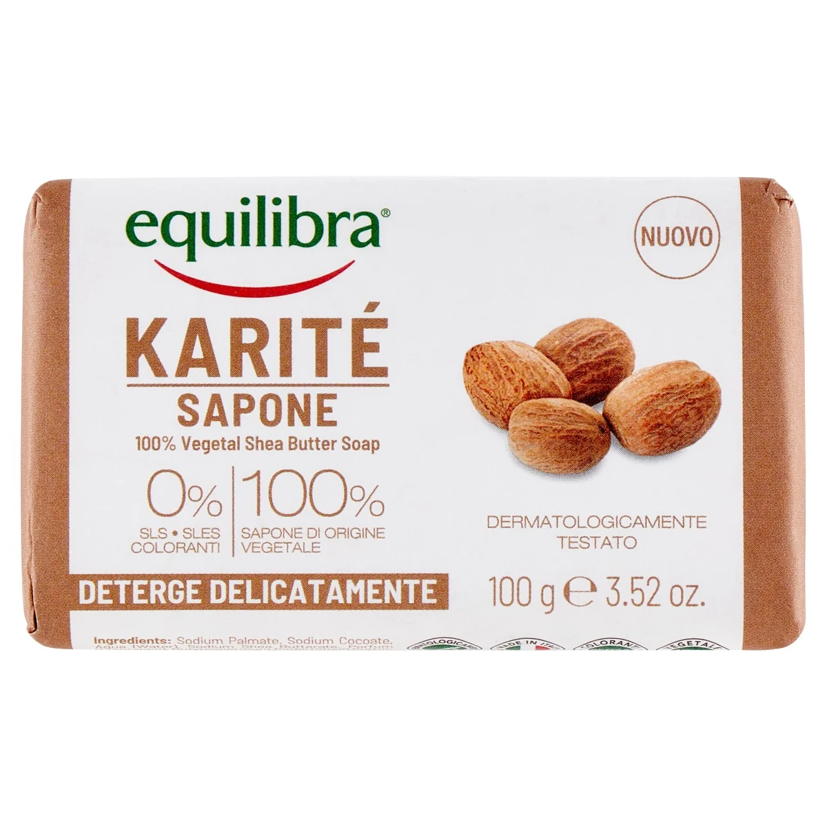 Equilibra Sapone Naturale Karite' 100Ml Delicatamente Profumata