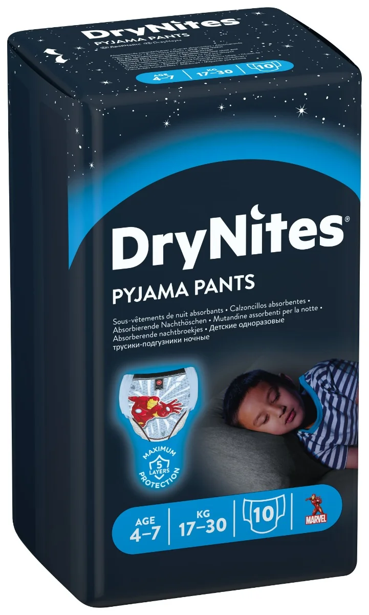Huggies Drynites Boy  Pyjama Pants 4/7Anni10 Pezzi Mutandine assorbenti