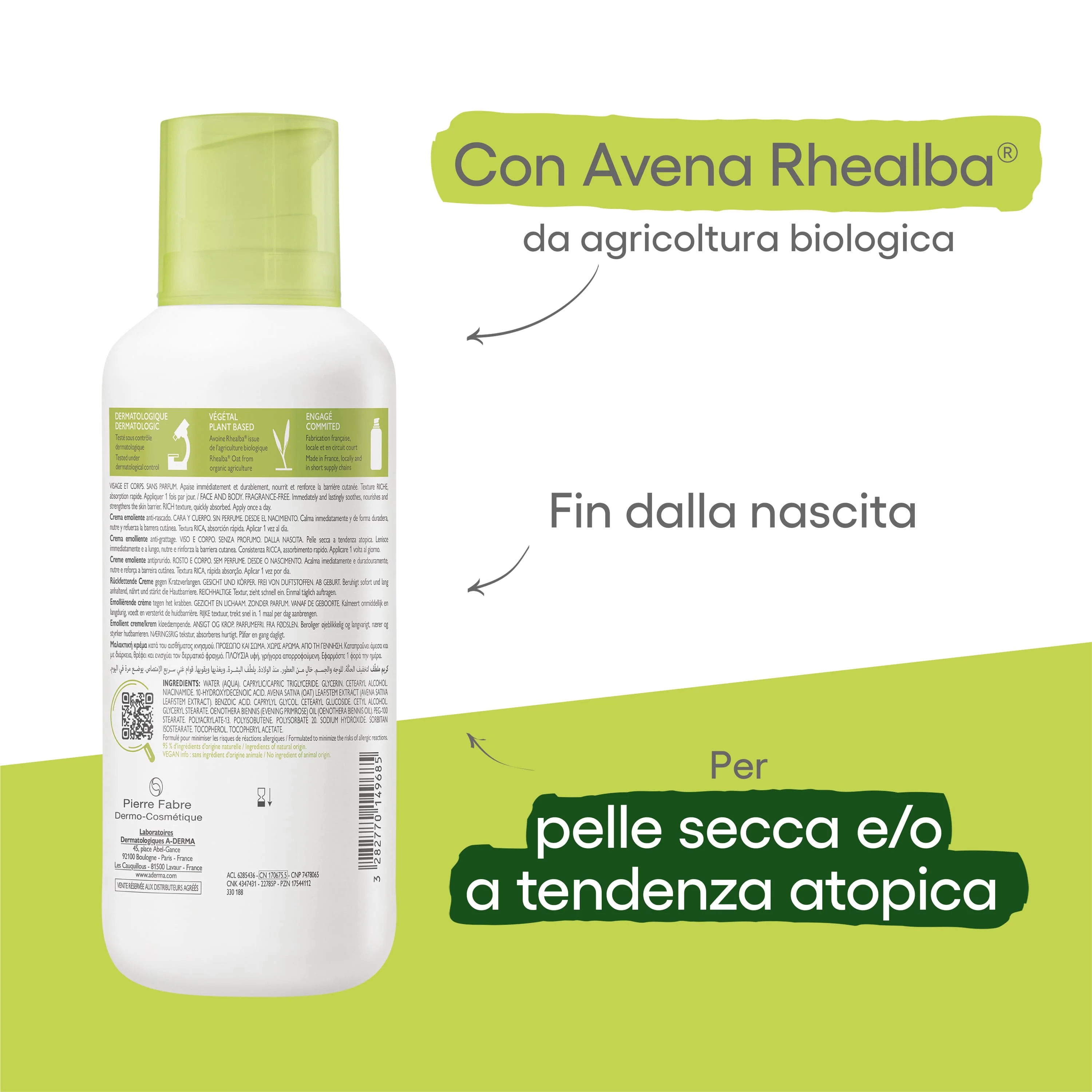 A-Derma Exomega Control Crema Emolliente Anti-grattage 400 ml Pelle Secca a Tendenza Atopica