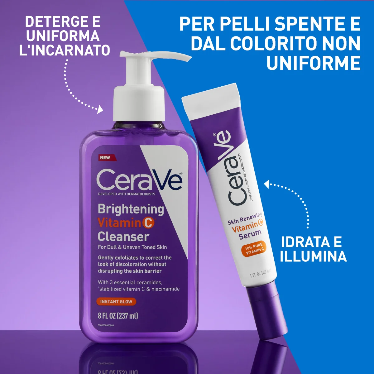Cerave Detergente Illuminante Vitamina C 236 ml Detergente Viso Esfoliante