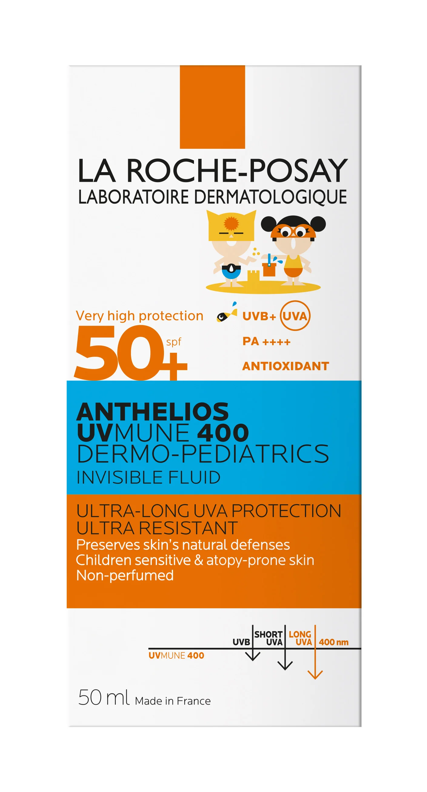 La Roche Posay Anthelios Fluido Uvmune Dp 50+ 50 ml Solare pediatrico per pelli fragili e a tendenza atopica