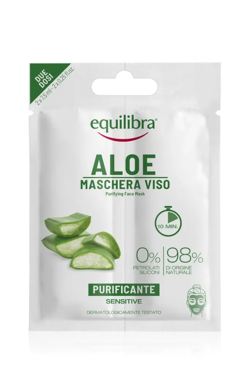 Equilibra Aloe Maschera Viso Purificante 2 Monodose x 7,5 Ml Contrasta Impurità