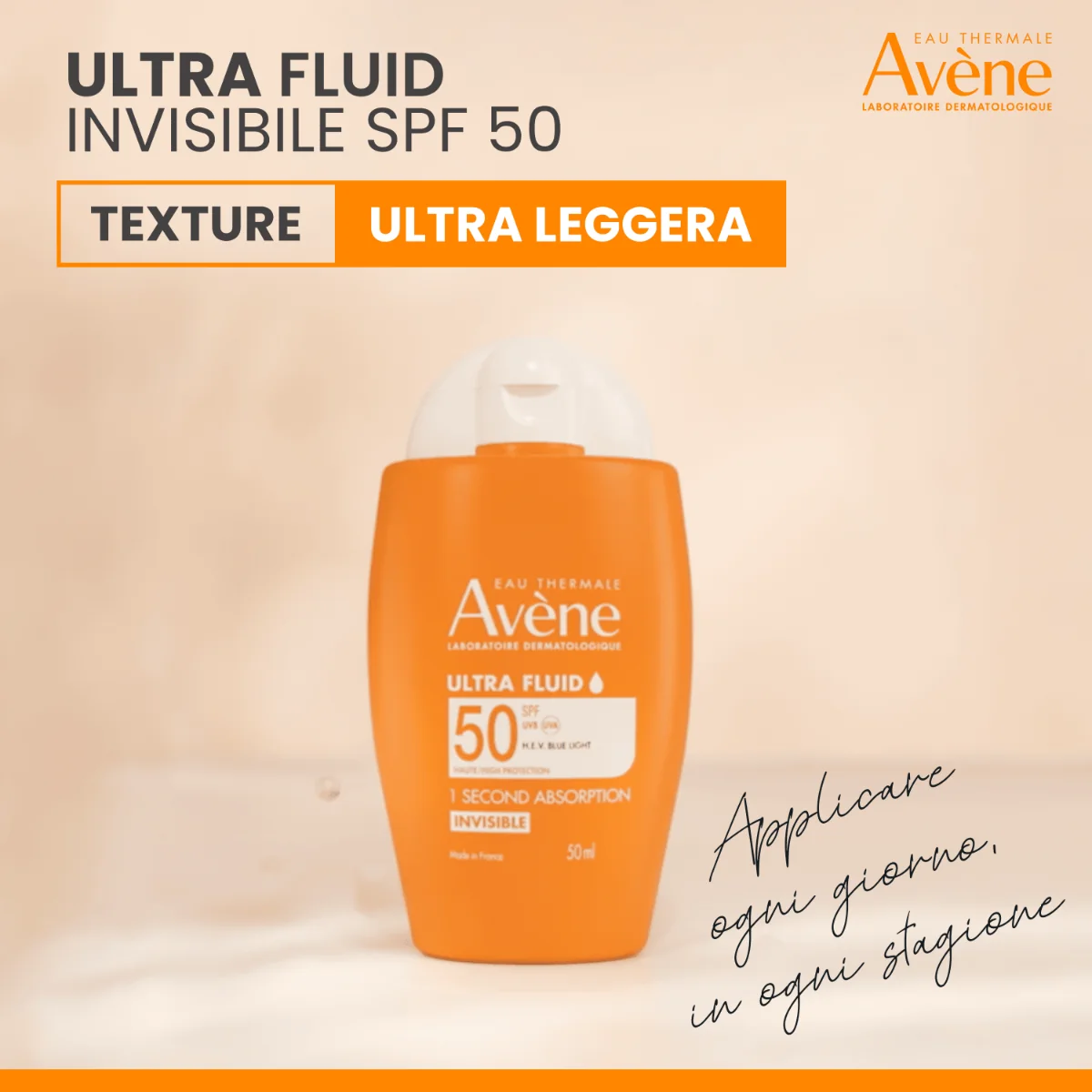Eau Thermale Avène Ultra Fluid Invisibile Alta Protezione SPF50 50 ml Pelle Sensibile