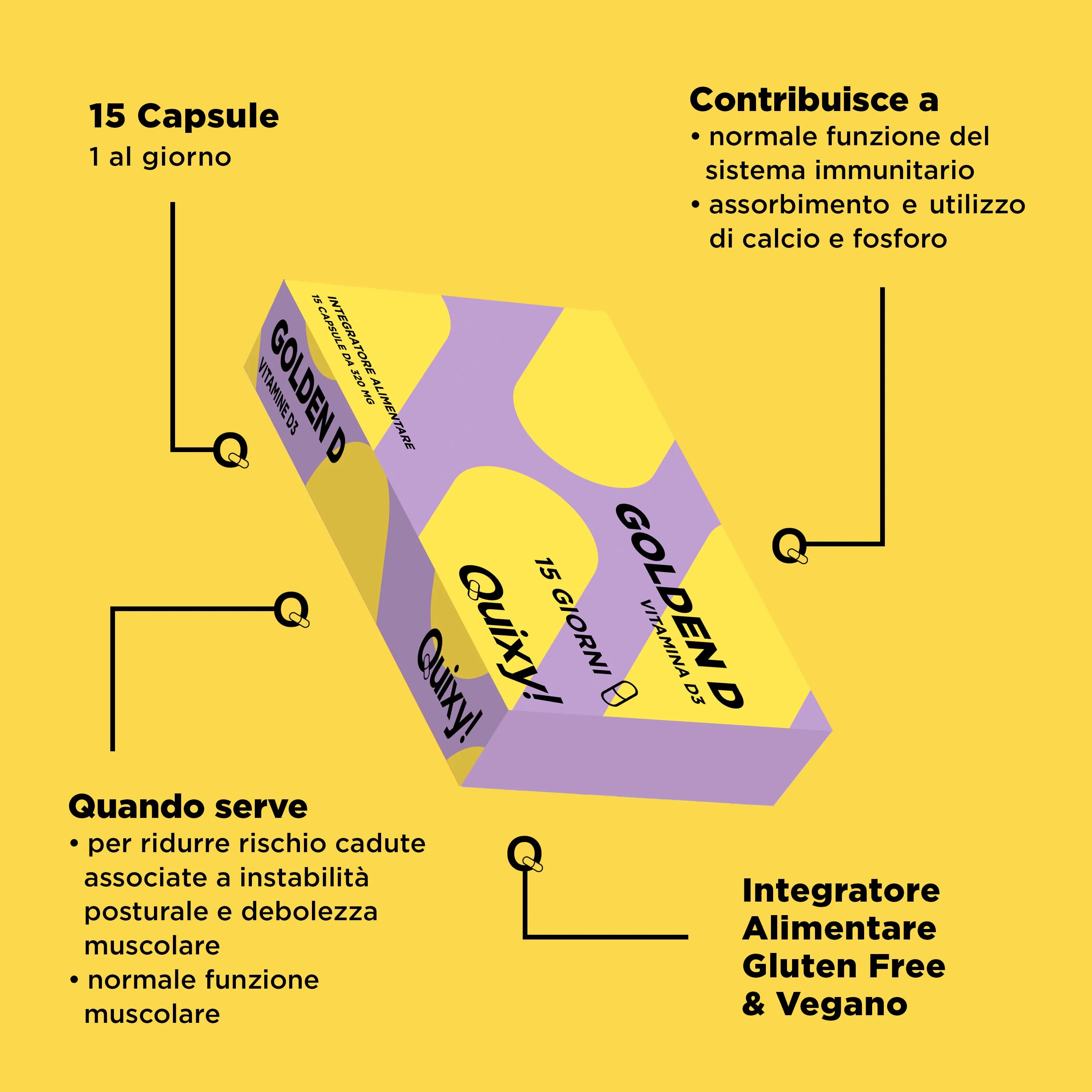 Ec Quixy Golden D- Vit D 15Cps Benessere Ossa e Muscoli