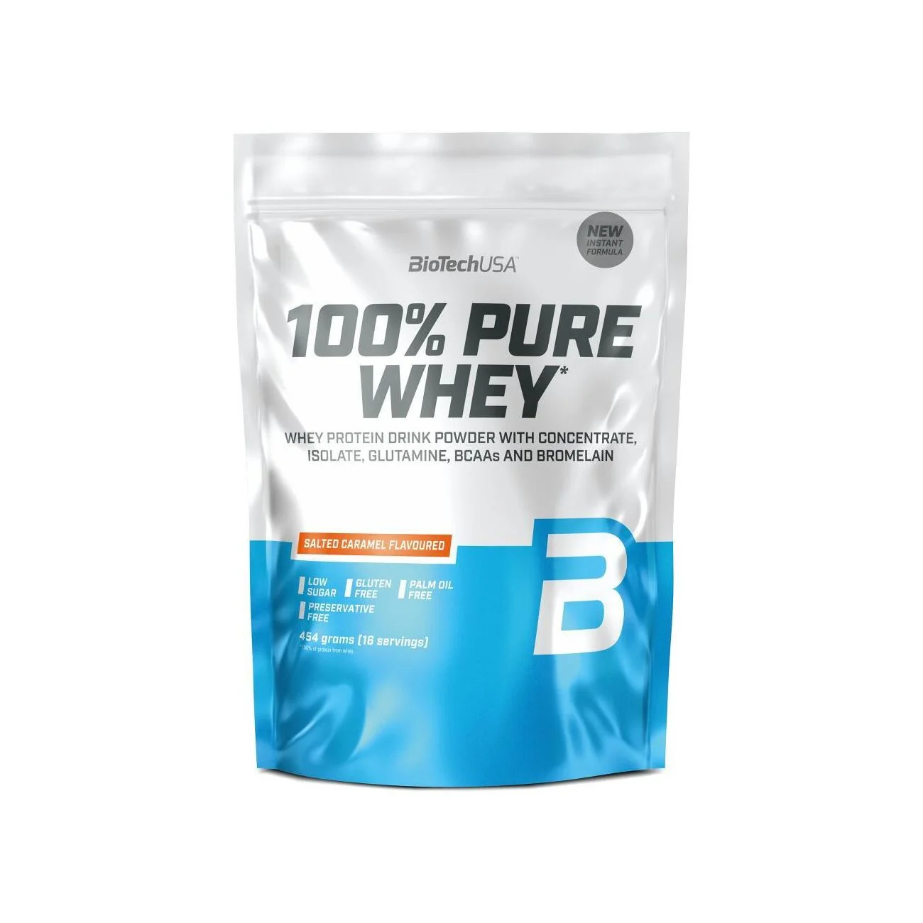 Biotechusa 100% Pure Whey Protein Drink Powder Caramello Salato 454 g Massa Muscolare