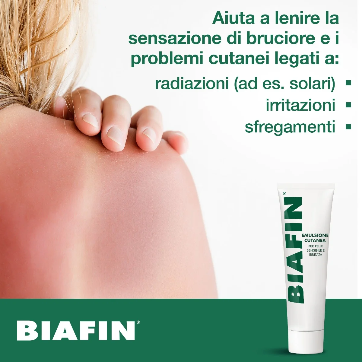 Biafin Emulsione Cutanea Idratante Lenitiva 100 ml Crema scottature e pelle sensibile e irritata