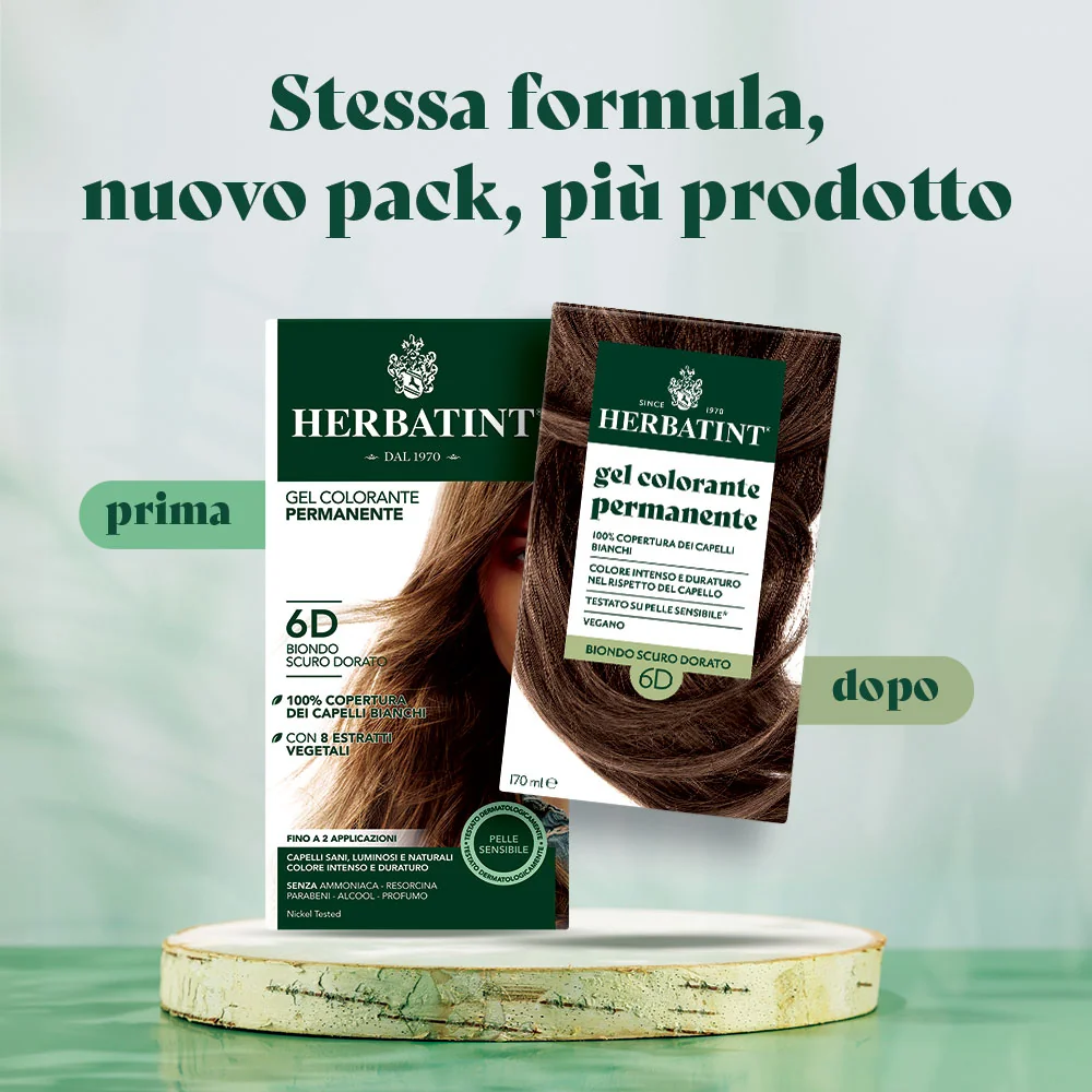 Herbatint Gel Colorante Permanente 6D Biondo Scuro Dorato 170 Ml Colore Intenso e Duraturo