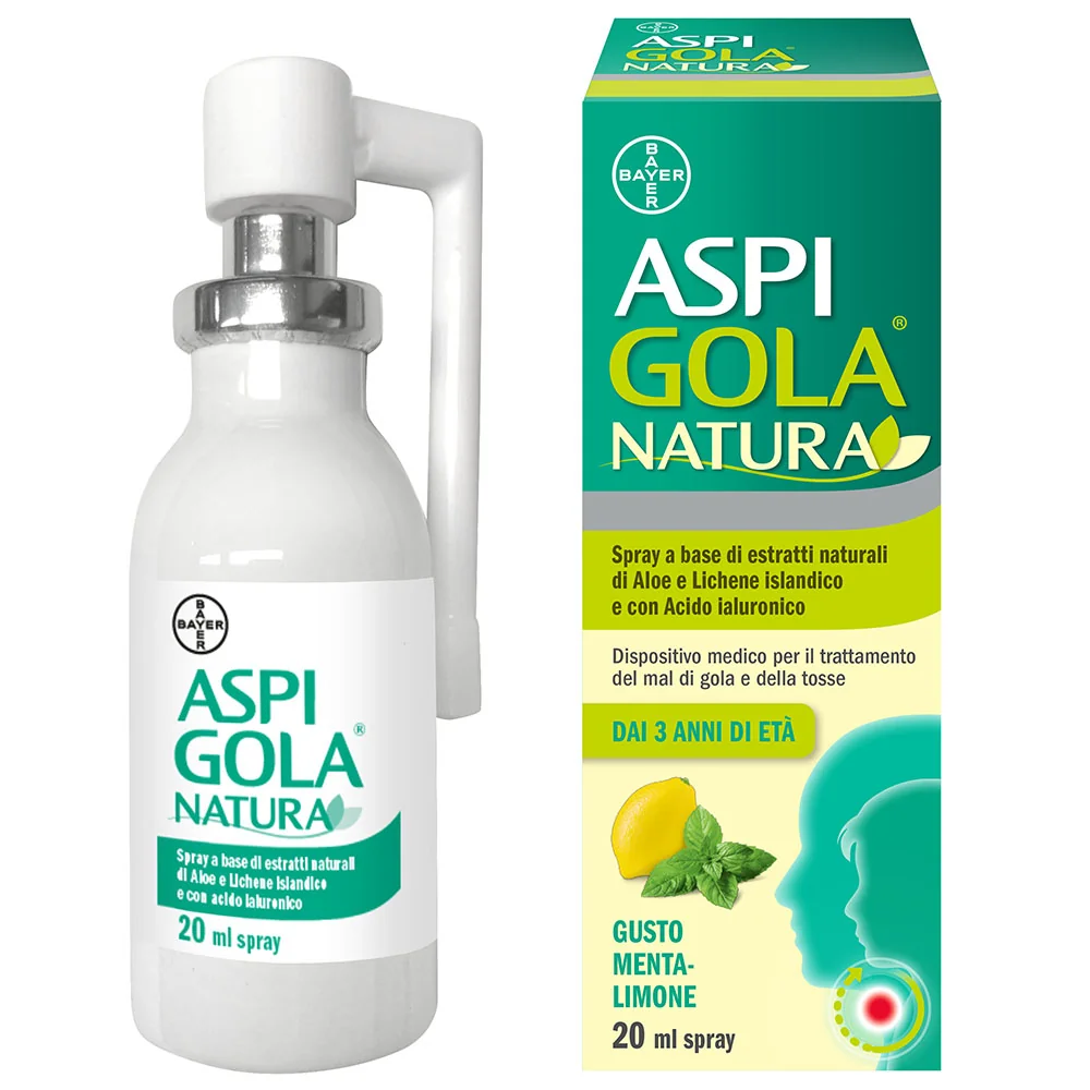 Aspi Gola Natura Spray Menta Limone 20ml Mal di Gola e Tosse