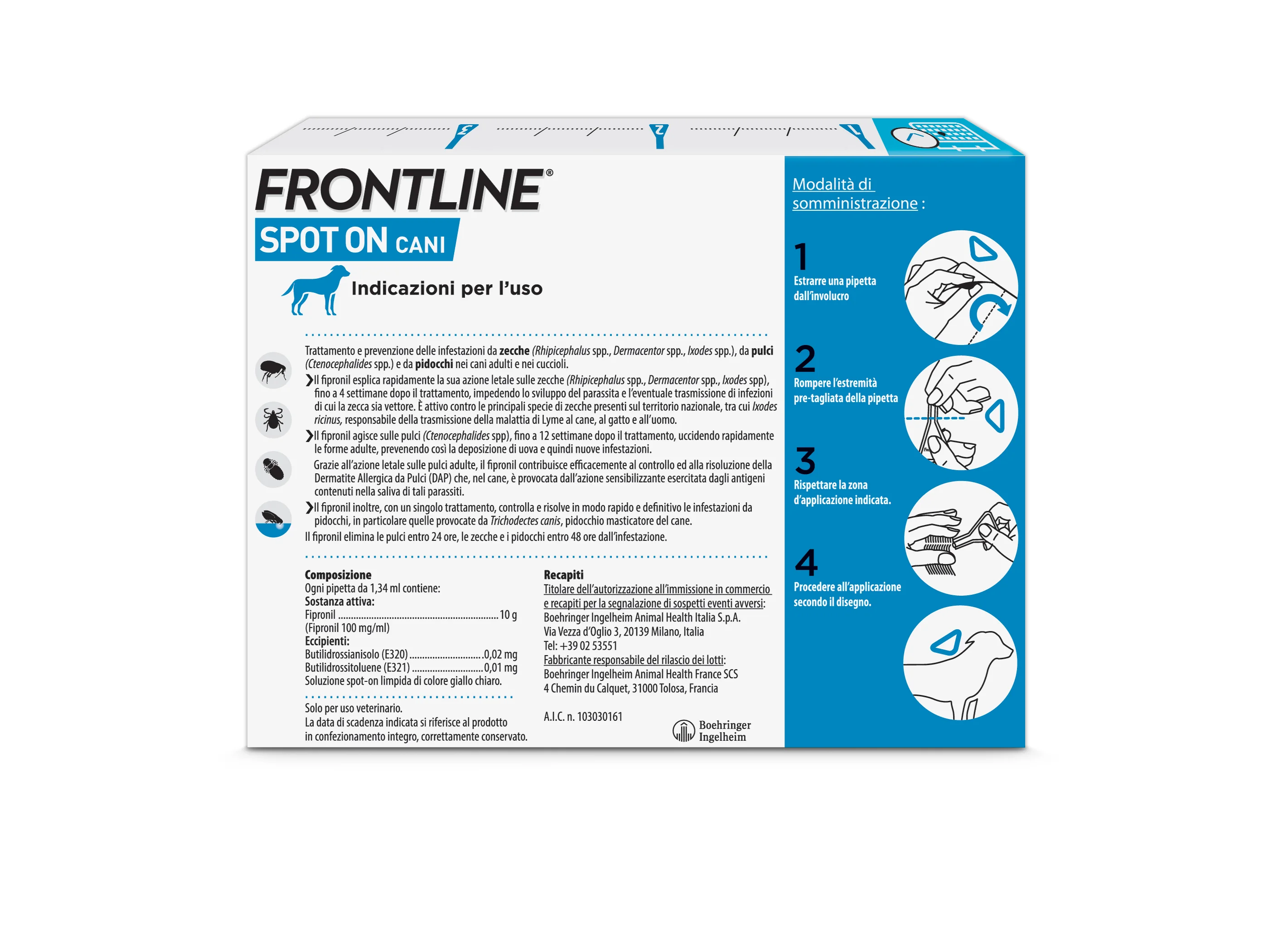 Frontline Spot On Cani X3 Antiparassitario Contro Pulci, Zecche E Pidocchi (10-20Kg)